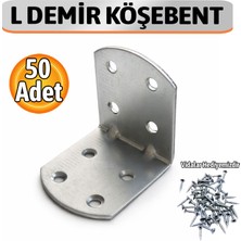 Badem10 L Demir Gönye 50 Adet Oval Başlı 40X45X45 mm Metal Köşebent Dayanıklı Bağlantı Aparatı