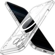 Bey 17 Pro Max Kablosuz Şarj Destekli Maggsafee Uyumlu Şeffaf Kamera Korumalı Kılıf Sert Pvc Sararmaz Lens Korumalı Kılıf Ultra Ince