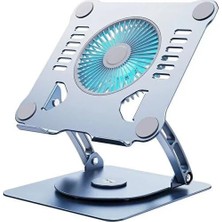 804D 360 Derece Dönebilir Alüminyum Katlanabilir Laptop Macbook Standı (Koyu Gri)