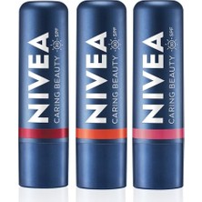 Nivea SPF30 Nemlendirici Dudak Bakım Kremi 4.8gr, Mercan, Rose, Kırmızı Renkli, Dudak Yanak, Allık Etkisi