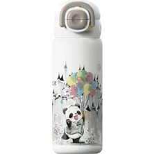 Diller 600ML Sevimli Hayvanlar Desenli Pipetli/pipetsiz El Askılı Paslanmaz Çelik Termos (Diller Bear)