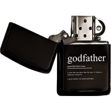 Godfather Tasarımlı Renkli Baskılı Siyah Benzinli Metal Çakmak