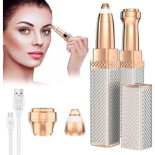 Yeni Nesil Luxury 2 Başlıklı Şarjlı Işıklı Kaş Bıyık Yüz Çevresi Kadın Tüy Epilasyon ve Traş Makinesi