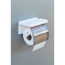 Yapışkanlı Kapaklı Tuvalet Kağıdı Askısı Banyo Tuvalet Kağıtlığı Aparatı Peçetelik Organizer Plastik, Beyaz