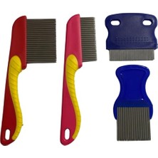 Hem Insan Hemde Hayvanlar Için, 4 Lü Metal Dişli Bit Tarağı Seti (1 Uzun Saplı Kısa Dişli, 1 Uzun Saplı Uzun Dişli, 1 Sapsız Kısa Dişli, 1 Sapsız Uzun Dişli)