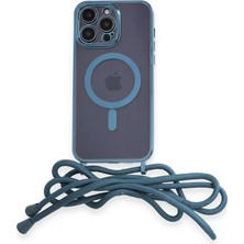 Newface iPhone 12 Pro Max Kılıf Divo Lazer Askılı Magsafe Kapak - Sierra Blue