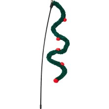 Noel Temalı Kedi Oyun Oltası – Zilli ve Tüylü Interaktif Kedi Oyuncağı – Renkli Kumaş ve Peluş Detaylı – Kediler Için Avcılık ve Hareket Teşvik Eden Oyun Çubuğu