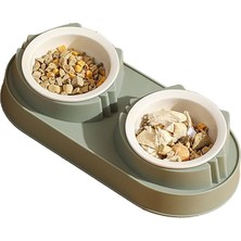 Çift Bölmeli Kedi Köpek Mama ve Su Kabı – Kaymaz, Dayanıklı, Hijyenik ve Pratik Evcil Hayvan Yemek Kabı (Yeşil)