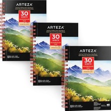 Sulu Boya Kağıdı Boyama Bloğu 3'lü Set, Her Sulu Boya Bloğu Için 30 Yaprak 13,9 cm x 21,6 Cm, 300 G/m² Soğuk Preslenmiş Asit Içermeyen Sulu Boya Kağıdı, Sulu Boya ve Karışık Medya Için