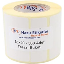 Eko Termal Terazi Etiketi 58MM x 40MM Ruloda 500 Adet 40MM Kuka Çapında Direk Termal Transfer Etiketi