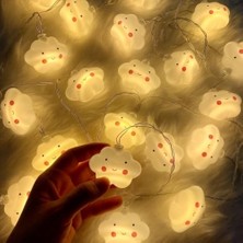 Bulut Şeklinde 10’lu LED Işık Zinciri – 2 Metre Dekoratif Sıcak Aydınlatma, Pil ile Çalışan Sevimli Bulut LED Süsleme Işıkları, MZ-314, Beyaz          [enerji Sınıfı A]