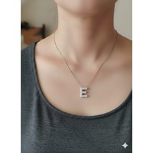 Livaz Accessories Çelik Kadın Zirkon Taşlı  E Harf Balon Kolye