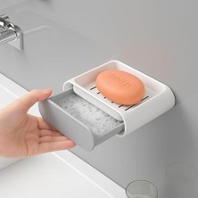 Mallart® 2 Adet Su Hazneli Katı Sabunluk Seti – Duvara Yapışan, Çekmeceli Drenaj Tasarım – Banyo & Mutfak Kullanımı, Kaydırmaz ve Kolay Temizlenebilir