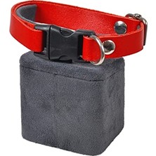 Hakiki Deri Kedi Köpek Tasması Kırmızı Renk