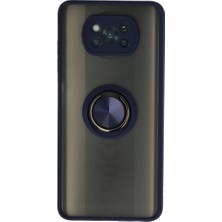 Newface Xiaomi Pocophone X3 Kılıf Montreal Yüzüklü Silikon Kapak - Lacivert