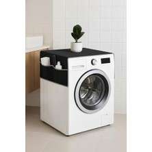 Çamaşır Makinesi Koruyucu Örtü 4 Cepli Banyo Düzenleyici Organizer Su Geçirmez Örtü (Siyah)