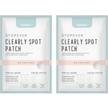 Stopever Clearly Spot Patch, Sivilce Karşıtı Şeffaf Plaster 2'li Paket | Ultra Ince, Hidrokolloid + Niacinamide + Salicylic Asit Içerikli Akne Karşıtı Yüz Bandı | 48 Adet (2 x 24)