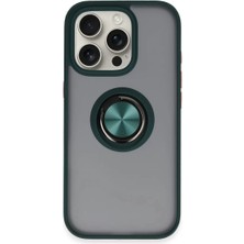 Newface iPhone 16 Pro Max Kılıf Montreal Yüzüklü Silikon Kapak - Yeşil