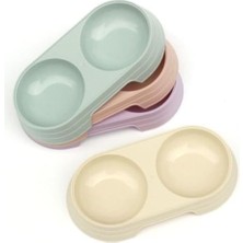 Busstier Çift Bölmeli Evcil Hayvan Mama Kabı, Plastik, Kuru ve Yaş Mama Için Uygun, Hafif ve Pratik Tasarım (Bej)