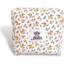 Makyaj Çantası | Hijyen Çantası | Ped Çantası | Çanta Içi Organizer | Küçük Boy Seyahat Makyaj Çantası (Beyaz-Sarı)