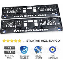 Özsoy Maşallah Yazılı Plakalık Takımı Siyah Plaka Altlığı Çerçevesi