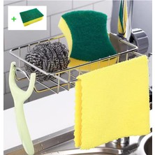 Shozon Sünger Tutucu Paslanmaz Çelik Mutfak Lavabo Organizatörü Saklama Rafı Sabun Süngerleri Bulaşık Süngeri Için Tahliye Rafı (7.48 Inç)