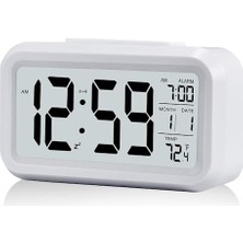 Fotoselli Işık Sensörlü Termometreli Alarmlı Dijital Masa Saati Gece Görüş Ekranlı Başucu Saati