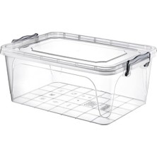 Dikdörtgen Şeffaf Plastik Erzak Saklama Kabı, Kapaklı, Istiflenebilir Depolama Kutusu (1 Adet, Şeffaf, 20 L)