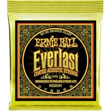 Ernie Ball Everlast Orta Kaplama 80/20 Bronz Akustik Gitar Telleri, Ölçü 13-56