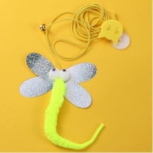 Bakgelal Yusufçuk Kendinden Yapışkanlı ve Ses Çıkaran Kedi Oltası 2 Metre Lastikli Elastik Kedi Oyun Oltası