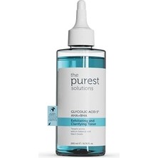 The Purest Solutions, Gözenek ve Siyah Nokta Görünümünü Azaltmaya Yardımcı Arındırıcı Tonik,%5 Glikolik Asit, Aha, Bha, 200 ml
