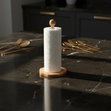 Deconox Papatya Model Doğal Ahşap Kağıt Havluluk, Dekoratif Çiçek Tabanlı Bambu Mutfak Havlu Standı, Tezgah Üstü Dikey Rulo Peçetelik