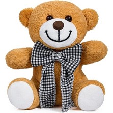 Pelüş Piti Kareli Pelüş Ayı,siyah Beyaz Fiyonklu Ayıcık,sevimli Fiyonklu Ayıck,papyonlu Ayıcık,doldurulabilir Oyuncak,ofis Hediyesi (Kahve)