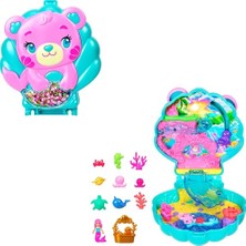 Bebekler ve Oyun Seti, Işıltılı Ada Taşınabilir Mini Oyun Seti, 1 Mikro Deniz Kızı Bebek, Okyanus Canlıları ve Temaya Uygun Aksesuarlar, JCB16