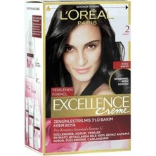 L'Oréal Paris Excellence Cream 2 Siyah Saç Boyası Krem Formda Uzun Süre Kalıcı Canlı Renkler