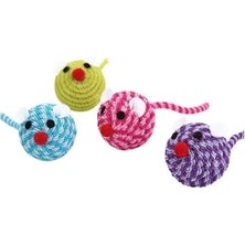 Elastik Ip Örgü Fare Kafası Kedi Oyuncağı 13 cm