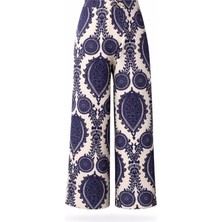 5in1Canpolat Lacivert Etnik Desenli Yüksek Bel Pantolon 30175