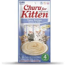 Churu Kedi Atıştırmalıkları, Yavru Kediler Için, 12 Aydan Küçük Genç Kediler Için Sağlıklı Atıştırmalıklar, Ton Balığı (4 Adet x 14 G)