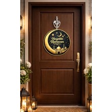 25-25 cm Hoş Geldin Ramazan Dekorlu Ahşap Kapı Süsü, Ramazan Süsleri, Ramazan Tavan Süsü, Ahşap