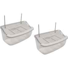 Tel Askılı Izgaralı Şeffaf Kuş Yemliği 10 cm - 2 Adet