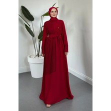 Merven Akyüz Sarah Yandan Tokalı Elbise Kırmızı