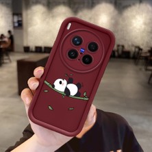 HONTINGA Vivo X300 Pro ile Uyumlu Kılıfı Düşüme Önleyici Basitlik Anti Düşme Kamera Korumali Panda Bordo Desen Yumuşak Silikon Telefon Kılıfı Kadın ve Erkek Için Uygundur K2-7223