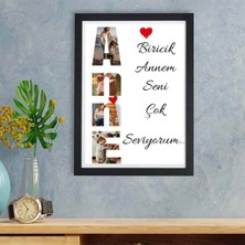 Hediye Vakti "biricik Annem Seni Çok Seviyorum" Yazılı Kolaj Çerçeve – 4 Fotoğraflı Anı Tablosu