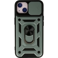 Newface iPhone 13 Kılıf Pars Lens Yüzüklü Silikon - Yeşil