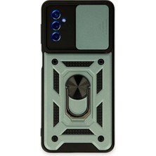 Newface Samsung Galaxy M52 5g Kılıf Pars Lens Yüzüklü Silikon - Yeşil