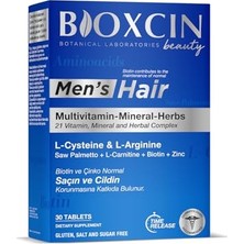Bioxcin Men’s Hair Tablet – L-Arginin, Cüce Palmiye, L-Karnitin, Biotin ve Çinko Içeren Erkeklere Özel Saç, Cilt ve Tırnak Destek Tableti – 30 Tablet – Vegan