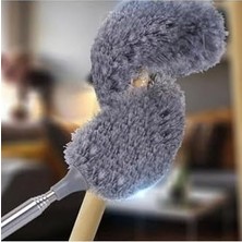 Tuba Toptaş 140 cm Teleskopik Uzatılabilir Mikrofiber Yumuşak Başlıklı Gri Toz Alma Fırçası Toz Püskülü