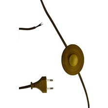 Yuvarlak Arapuarlı Fişli Kablo Gold Yeşil 4mt (Abajur Lambader Anahtarlı Enerji Kablosu)