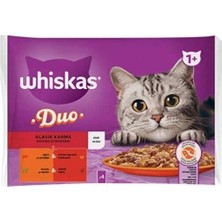 Whiskas Duo Klasik Karma Lezzetler Pouch Yetişkin Konserve Kedi Maması 4 Adet 85 gr