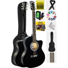 Midex RG-540BK Kaliteli Kesik Kasa Siyah 40 Inç Akustik Gitar Seti 4/4 Yetişkin